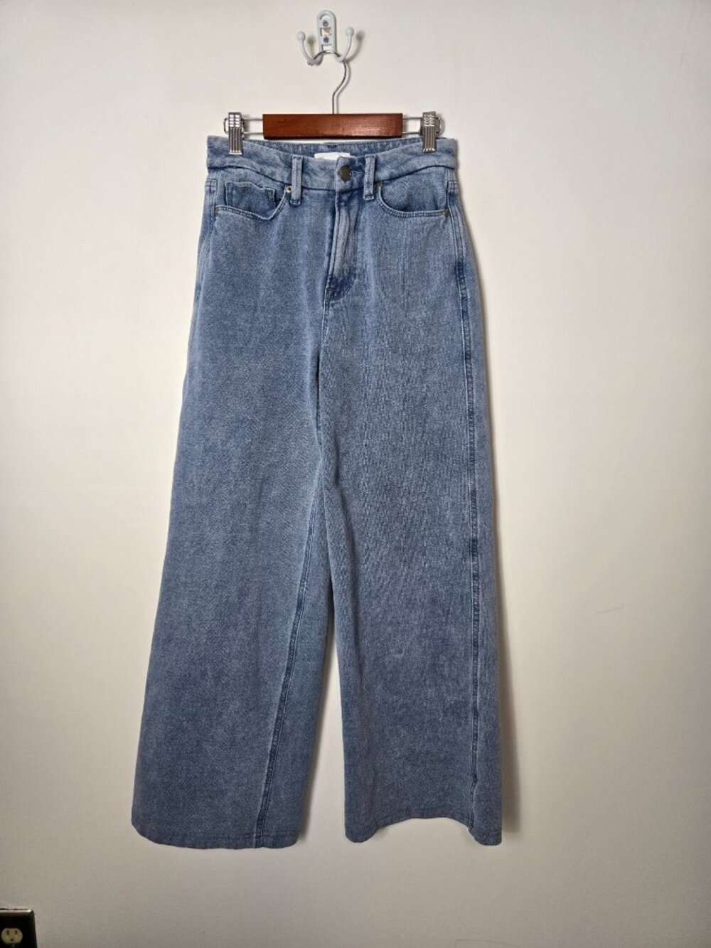 Good American Jeanius Good Skate Wide-Leg Sweatpants Faux Jeans Size 25 Stretchy
